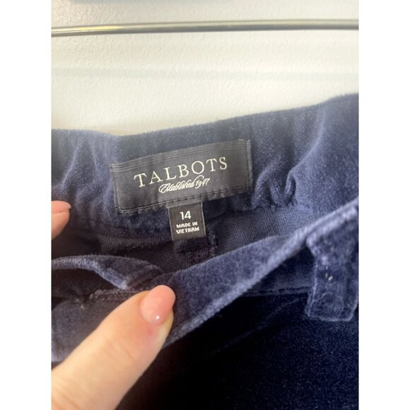 TALBOTS SIGNATURE Boot Womens Size 14 Navy Blue STRETCH VELOUR PANTS Inseam 32" - Picture 5 of 5